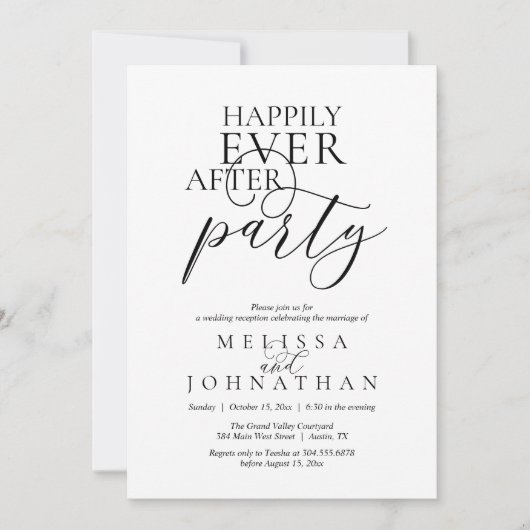 Happily Ever After Party, Modern Classy Wedding 招待状 (正面)