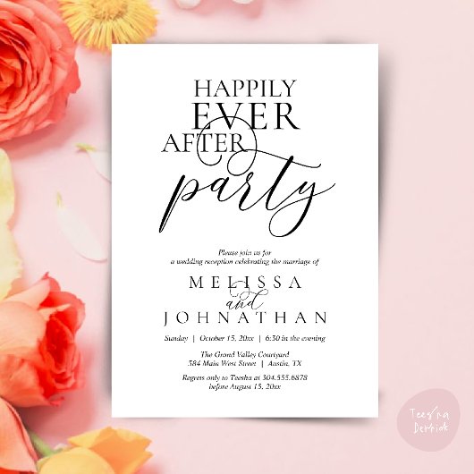 Happily Ever After Party, Modern Classy Wedding 招待状