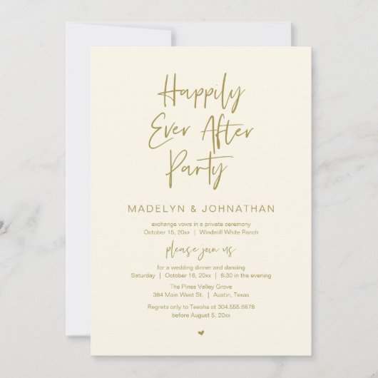 Happily Ever After Party, Modern Wedding Dinner 招待状 (正面)