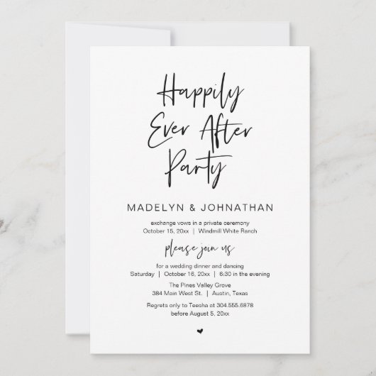 Happily Ever After Party, Modern Wedding Dinner 招待状 (正面)