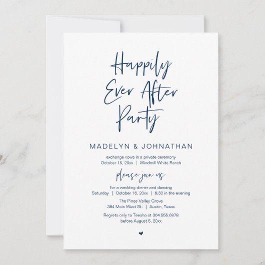 Happily Ever After Party, Modern Wedding Dinner 招待状 (正面)