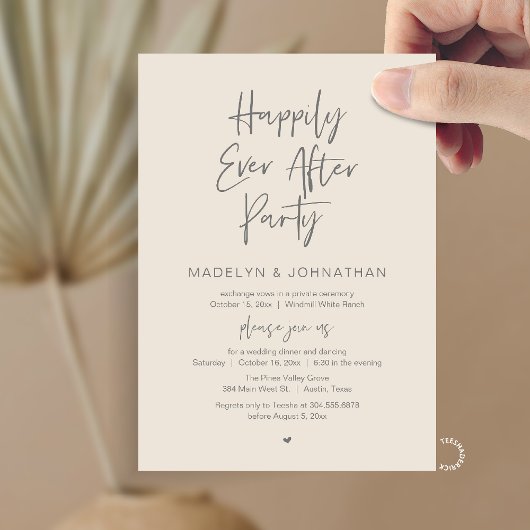 Happily Ever After Party, Modern Wedding Dinner 招待状