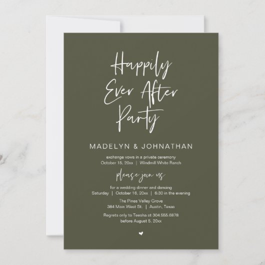 Happily Ever After Party, Modern Wedding Dinner 招待状 (正面)