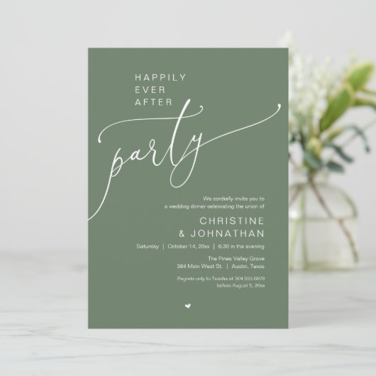 "Happily Ever After Party" Modern Wedding Dinner 招待状 (スタンド正面)