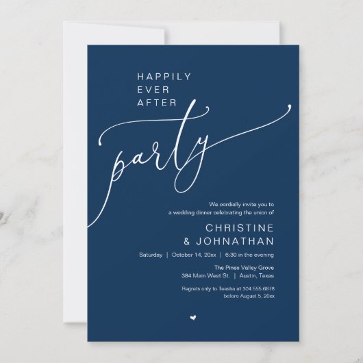 "Happily Ever After Party" Modern Wedding Dinner 招待状 (正面)