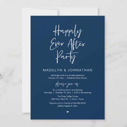 Happily Ever After Party, Modern Wedding Dinner 招待状 (正面)