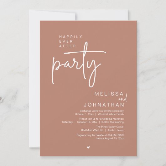 Happily Ever After Party, Modern Wedding Reception 招待状 (正面)