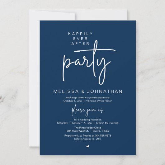 Happily Ever After Party, Modern Wedding Reception 招待状 (正面)