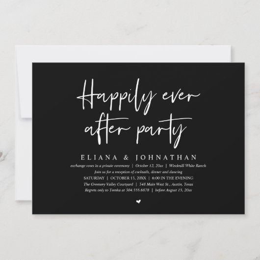 Happily Ever After Party Modern Wedding Reception 招待状 (正面)