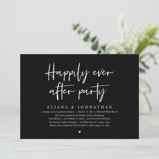 Happily Ever After Party Modern Wedding Reception 招待状 (スタンド正面)