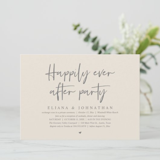  Happily Ever After Party Modern Wedding Reception 招待状 (スタンド正面)