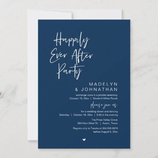 Happily Ever After Party, Modern Wedding Reception 招待状 (正面)