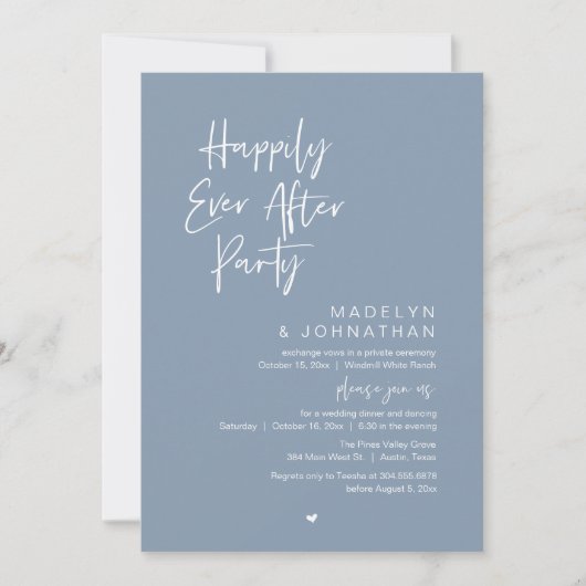 Happily Ever After Party, Modern Wedding Reception 招待状 (正面)