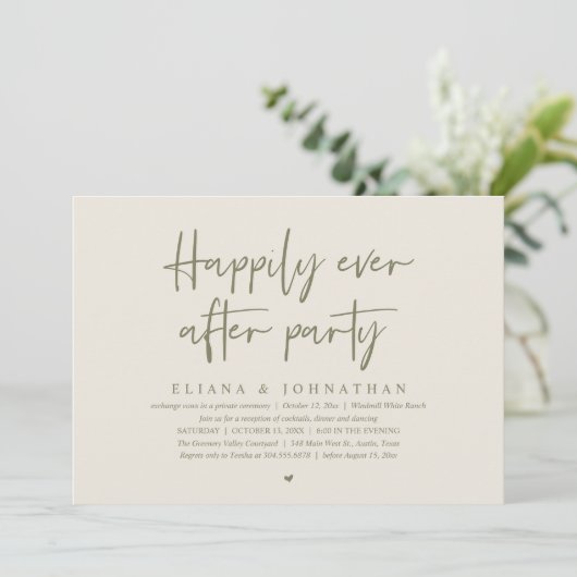  Happily Ever After Party Modern Wedding Reception 招待状 (スタンド正面)