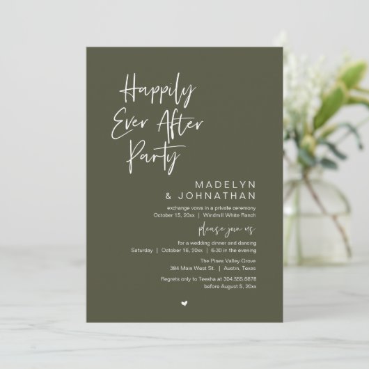 Happily Ever After Party, Modern Wedding Reception 招待状 (スタンド正面)