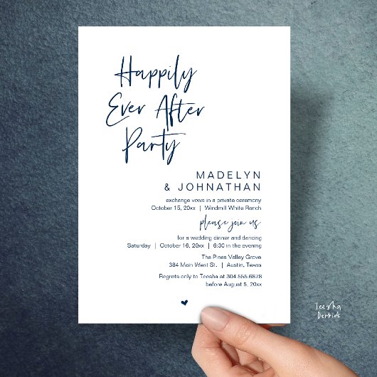 Happily Ever After Party, Modern Wedding Reception 招待状