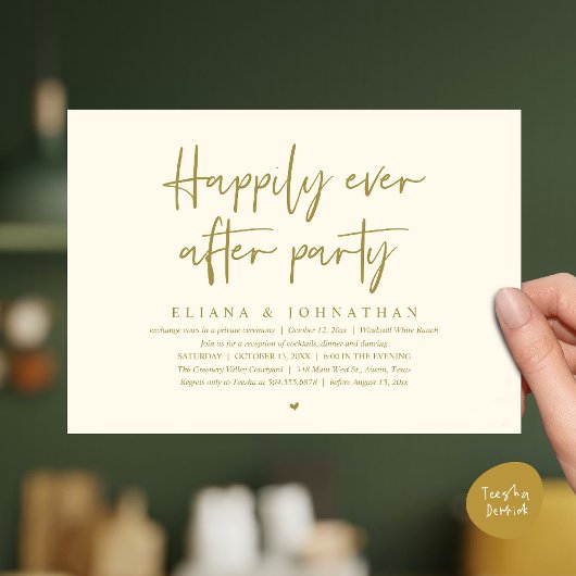 Happily Ever After Party Modern Wedding Reception 招待状