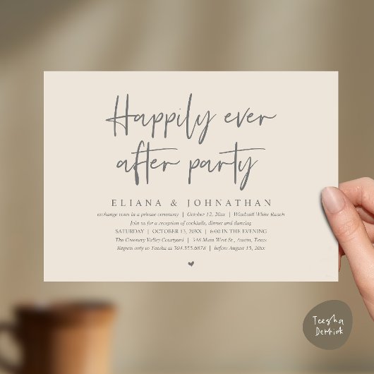 Happily Ever After Party Modern Wedding Reception 招待状