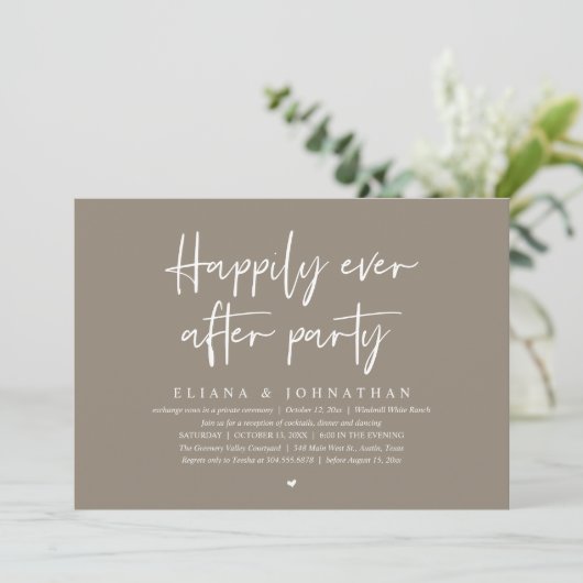 Happily Ever After Party Modern Wedding Reception 招待状 (スタンド正面)