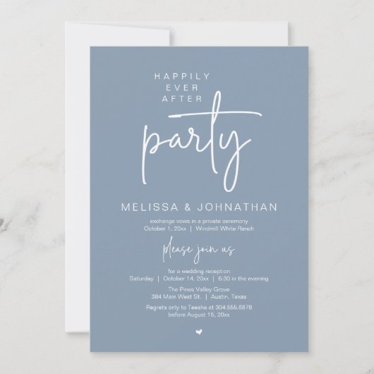 Happily Ever After Party, Modern Wedding Reception 招待状 (正面)