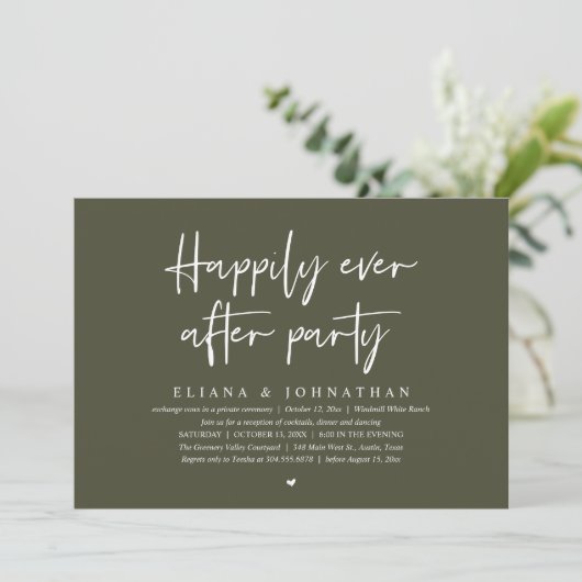  Happily Ever After Party Modern Wedding Reception 招待状 (スタンド正面)