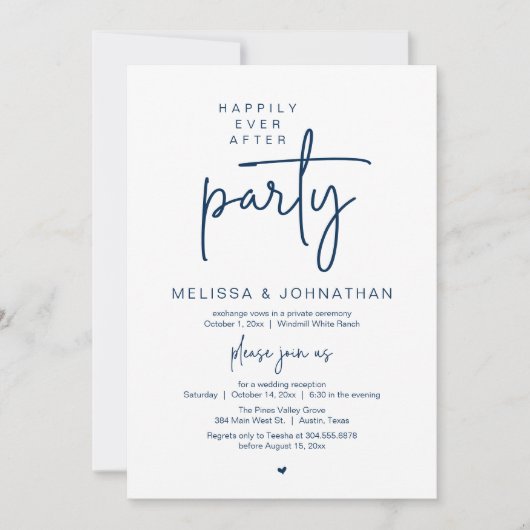 Happily Ever After Party, Modern Wedding Reception 招待状 (正面)