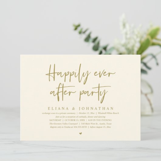  Happily Ever After Party Modern Wedding Reception 招待状 (スタンド正面)