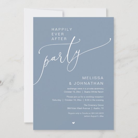 Happily Ever After Party Romance Wedding Reception 招待状 (正面)