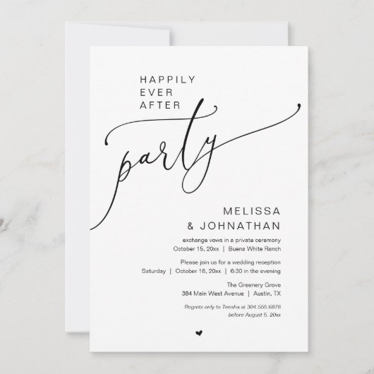 Happily Ever After Party Romance Wedding Reception 招待状 (正面)