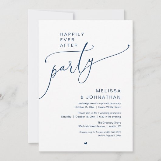 Happily Ever After Party Romance Wedding Reception 招待状 (正面)