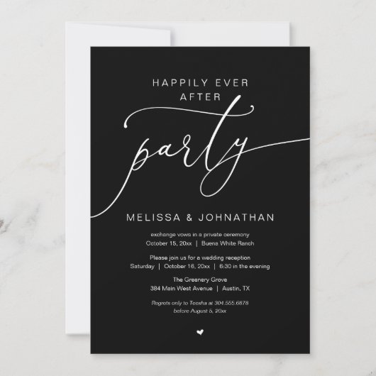 Happily Ever After Party Romance Wedding Reception 招待状 (正面)