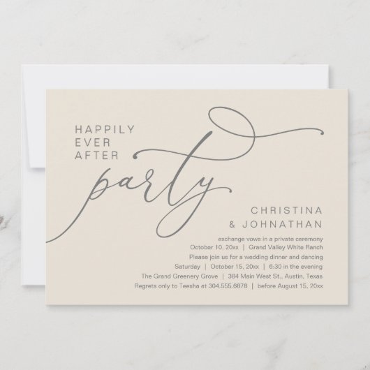 Happily Ever After Party, Romantic Wedding Dinner 招待状 (正面)