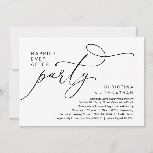 Happily Ever After Party, Romantic Wedding Dinner 招待状 (正面)