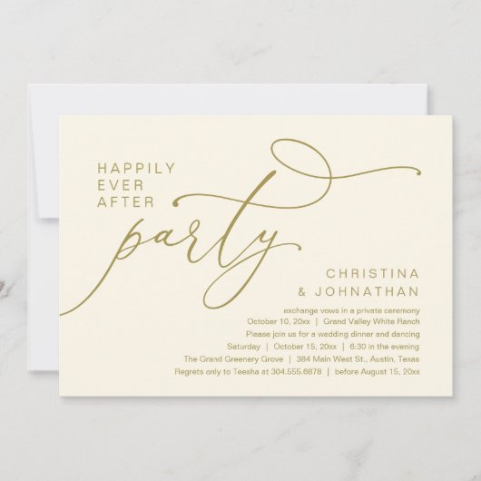 Happily Ever After Party, Romantic Wedding Dinner 招待状 (正面)
