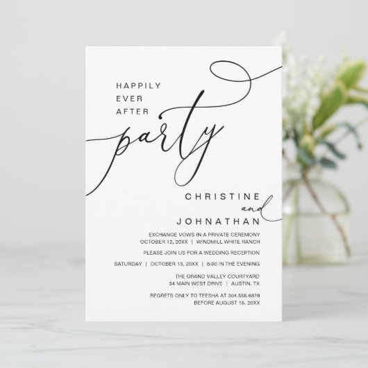 Happily Ever After Party Romantic Weds Reception 招待状 (スタンド正面)