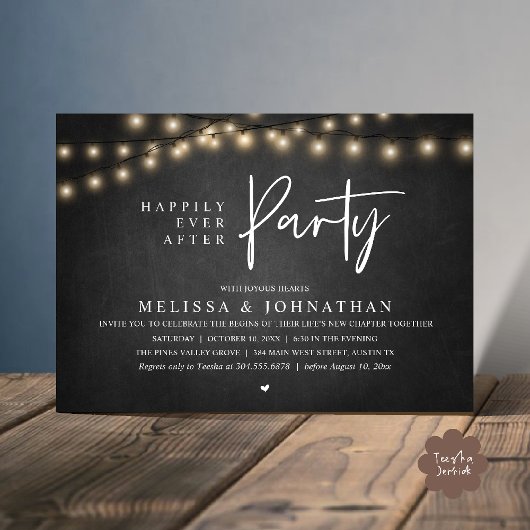 Happily Ever After Party, Rustic String Lights 招待状