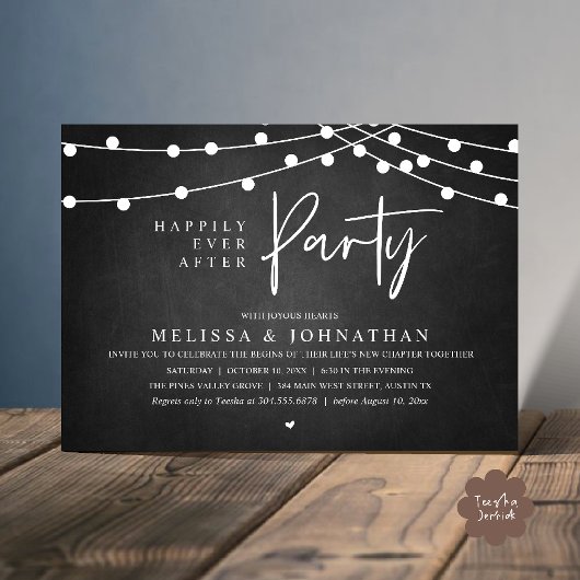 Happily Ever After Party, Rustic String Lights 招待状