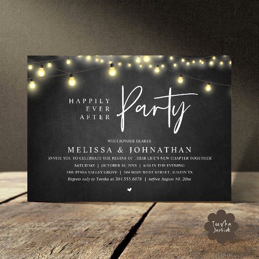 Happily Ever After Party, Rustic String Lights 招待状