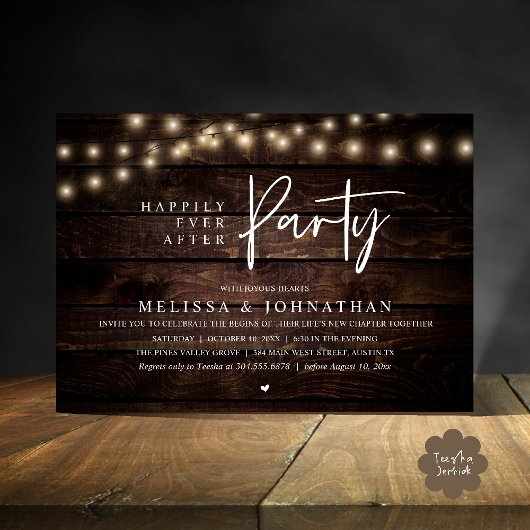 Happily Ever After Party, Rustic String Lights 招待状