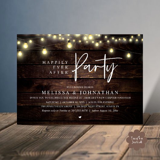 Happily Ever After Party, Rustic String Lights 招待状