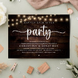 Happily Ever After Party, Rustic Wedding Dinner 招待状<br><div class="desc">Elegantly announce your happily ever after with our modern rustic brown wood string lights theme wedding elopement, wedding reception dinner and dancing celebration invitation card, "Happily Ever After Party". Tailored for couples continuing their love story, this invitation strikes a perfect balance of sophistication and charm, setting the scene for an...</div>