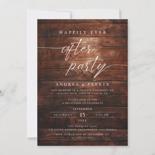 Happily Ever After Party Rustic Wedding Reception 招待状 (正面)