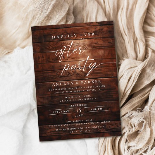 Happily Ever After Party Rustic Wedding Reception 招待状
