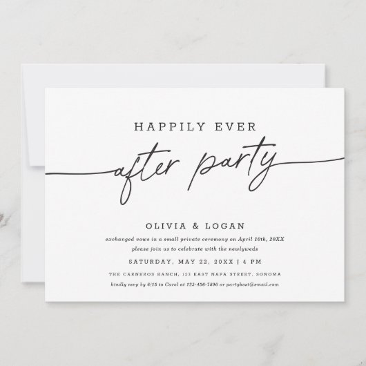 Happily Ever After Party Script Wedding Elopement 招待状 (正面)