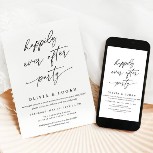 Happily Ever After Party Script Wedding Elopement 招待状