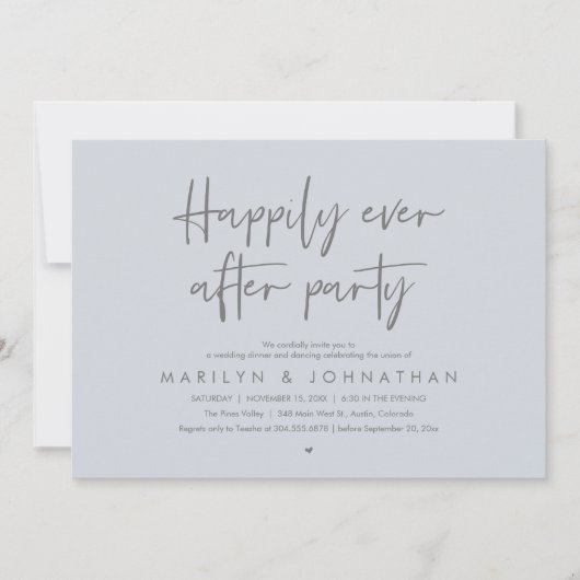 Happily Ever After Party, Wedding Dinner Dancing 招待状 (正面)