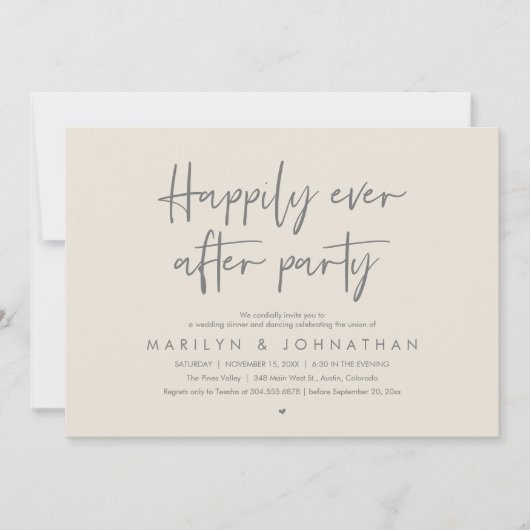 Happily Ever After Party, Wedding Dinner Dancing 招待状 (正面)