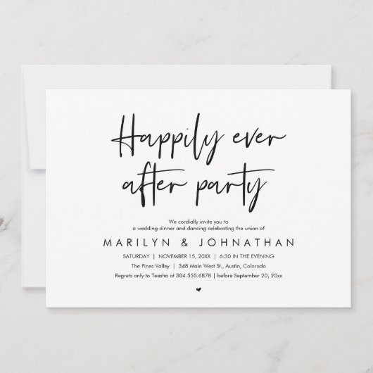 Happily Ever After Party, Wedding Dinner Dancing 招待状 (正面)