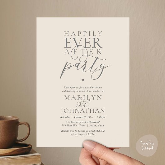 Happily Ever After Party Wedding Elopement Dinner 招待状