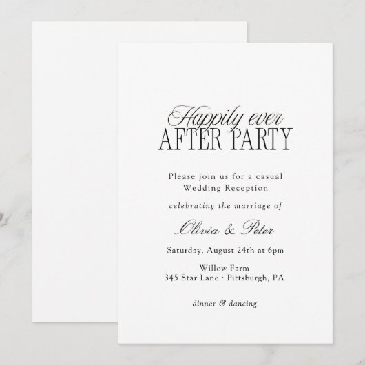 Happily Ever After Party Wedding Reception 招待状 (正面/裏面)